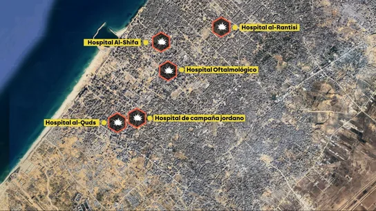 Hospitales atacadas en Ciudad de Gaza Hospitales atacadas en Ciudad de Gaza