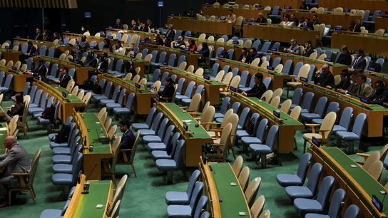 La sala en la que Netanyahu ha realizado su discurso en la Asamblea General de la ONU, medio vacía. La sala en la que Netanyahu ha realizado su discurso en la Asamblea General de la ONU, medio vacía.
