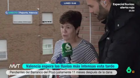 Una vecina de Paiporta, pendiente del barranco del Poyo ante las nuevas lluvias: "No se supera, no podemos" José Luis Torá habla en este vídeo con Loli, una mujer que desde su balcón tiene una vista privilegiada del barranco del Poyo. Asegura que han pasado "toda la noche pendientes del agua" ante el nuevo temporal.