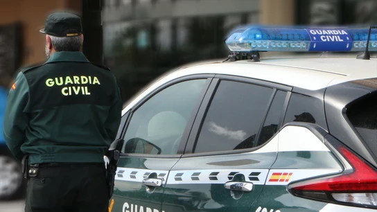 Imagen de archivo de un agente de la Guardia Civil, de espaldas, de pie junto a un vehículo oficial. Imagen de archivo de un agente de la Guardia Civil, de espaldas, de pie junto a un vehículo oficial.
