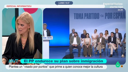 Afra Blanco: "No hay una sensación de inseguridad provocada por los inmigrantes, sino por ciertos políticos" Afra Blanco reflexiona en este vídeo sobre el plan del PP sobre inmigración en el que se incluye un visado por puntos que contempla afinidades culturales: "¿Qué significa, si voy a misa los domingos o no, si como jamón o no?", se pregunta.