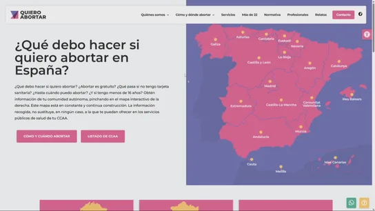 Captura de pantalla de la web creada por el Gobierno quieroabortar.org Captura de pantalla de la web creada por el Gobierno quieroabortar.org