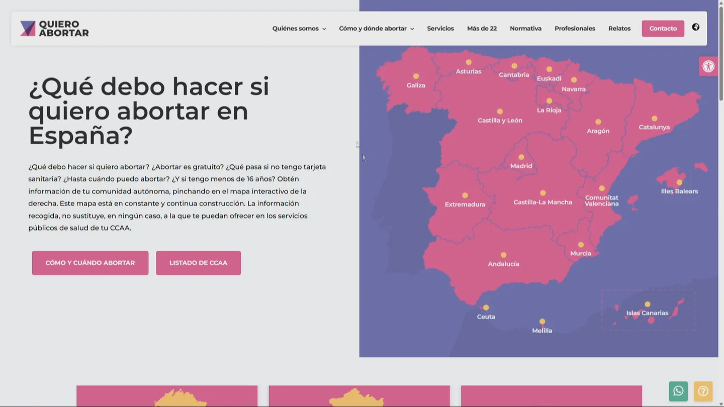 Captura de pantalla de la web creada por el Gobierno quieroabortar.org Captura de pantalla de la web creada por el Gobierno quieroabortar.org