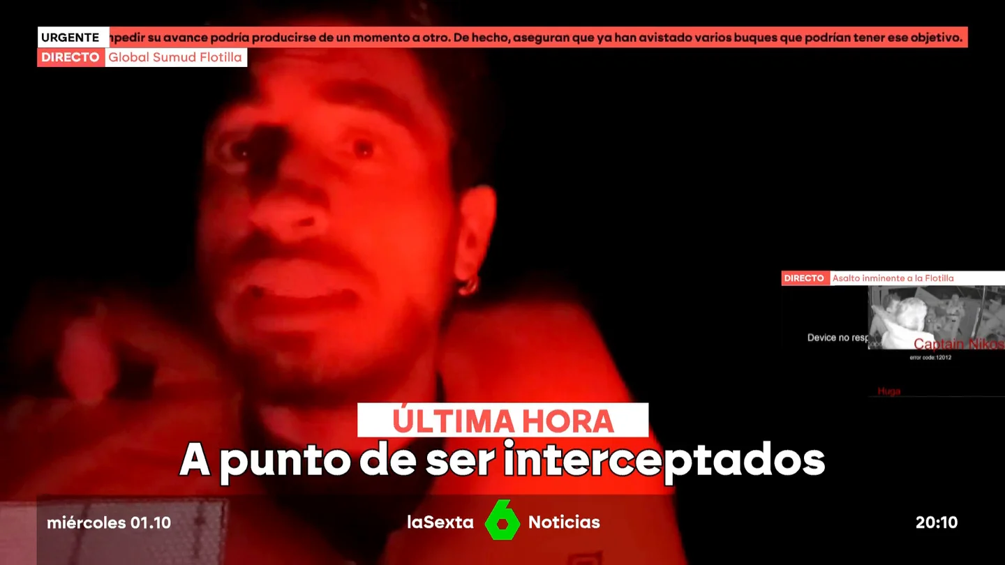 Un integrante de la Flotilla, minutos antes de ser interceptados: "He tenido que lanzar mi trípode y las herramientas de cocina para no dar visos de resistencia" Un integrante de la Flotilla, minutos antes de ser interceptados: "He tenido que lanzar mi trípode y las herramientas de cocina para no dar visos de resistencia"