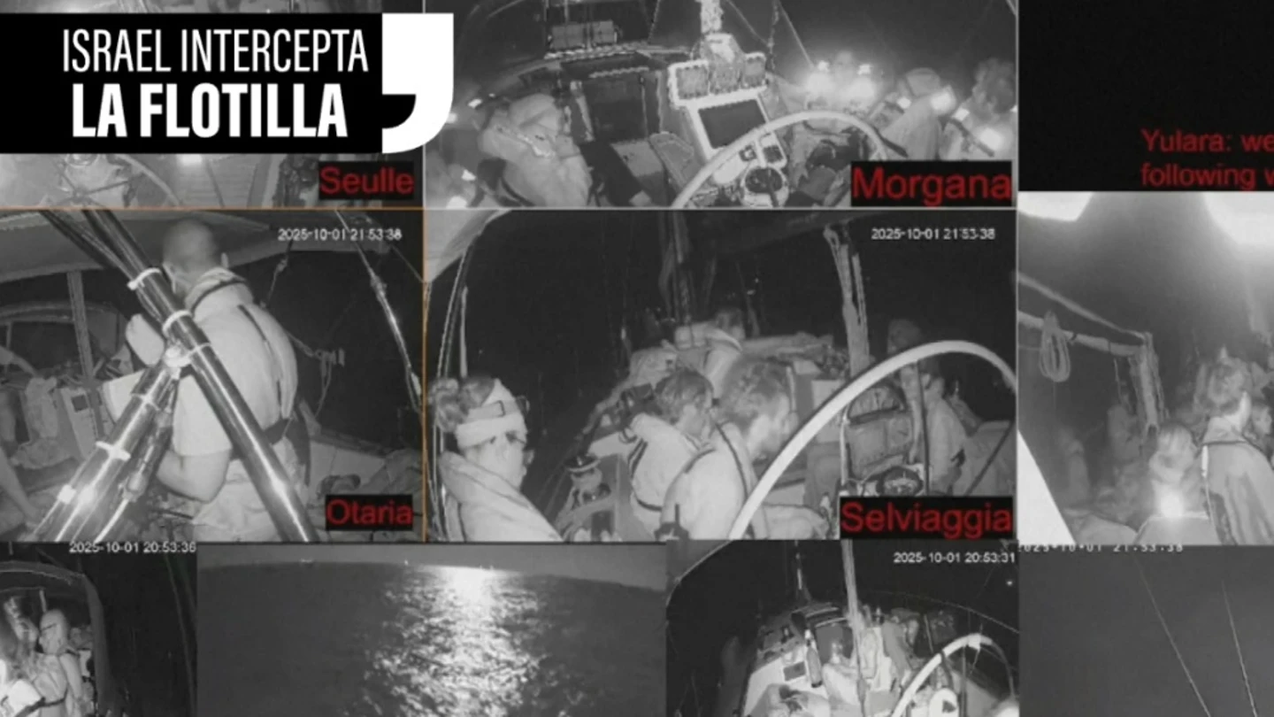 Cañones de agua y manos en alto: así frenó Israel a la Flotilla a unas 80 millas náuticas de Gaza Cañones de agua y manos en alto: así frenó Israel a la Flotilla a unas 80 millas náuticas de Gaza