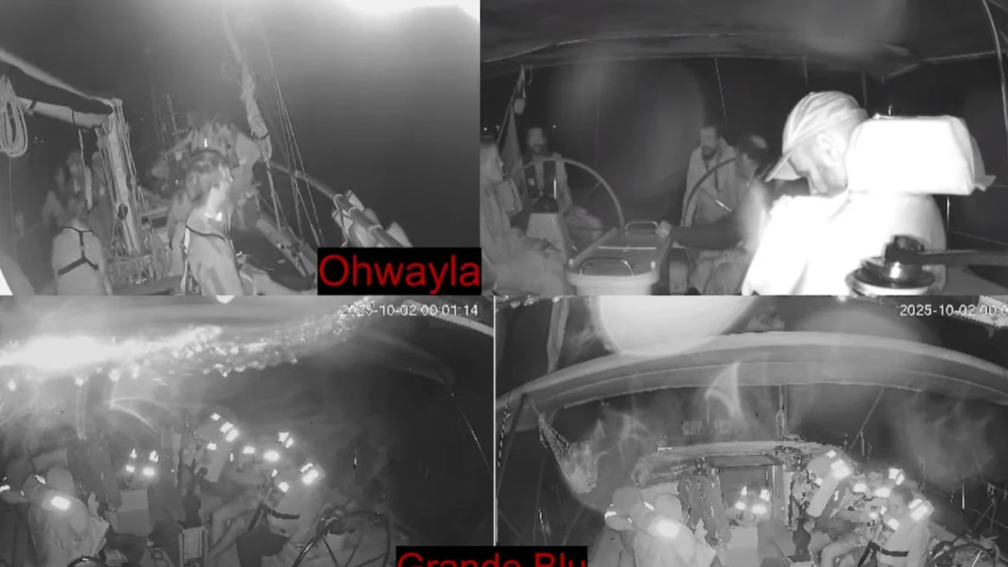 Imagen de varias embarcaciones de la Flotilla en los momentos previos a ser interceptados. Imagen de varias embarcaciones de la Flotilla en los momentos previos a ser interceptados.