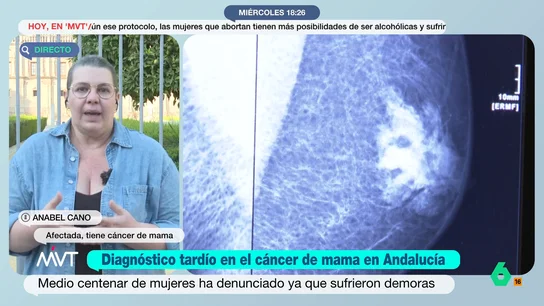 Anabel Cano, víctima de los retrasos en la detección del cáncer de mama: "Pido por todas las mujeres. Se están perdiendo vidas" Cano es una de las pacientes afectadas por los retrasos en los protocolos de detección de cáncer de mama en Andalucía. Anabel participó en un cribado, pero tardaron un año en solicitar una segunda prueba para confirmar su diagnóstico.
