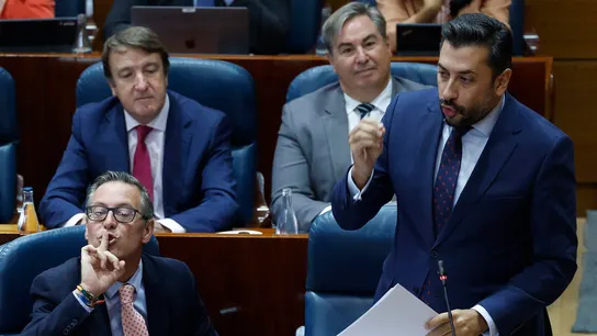 El portavoz del Partido Popular (PP) en la Asamblea de Madrid, Carlos Díaz-Pache, llama "batucada en el Mediterráneo" a la Flotilla Global Sumud, este jueves. El portavoz del Partido Popular (PP) en la Asamblea de Madrid, Carlos Díaz-Pache, llama "batucada en el Mediterráneo" a la Flotilla Global Sumud, este jueves.