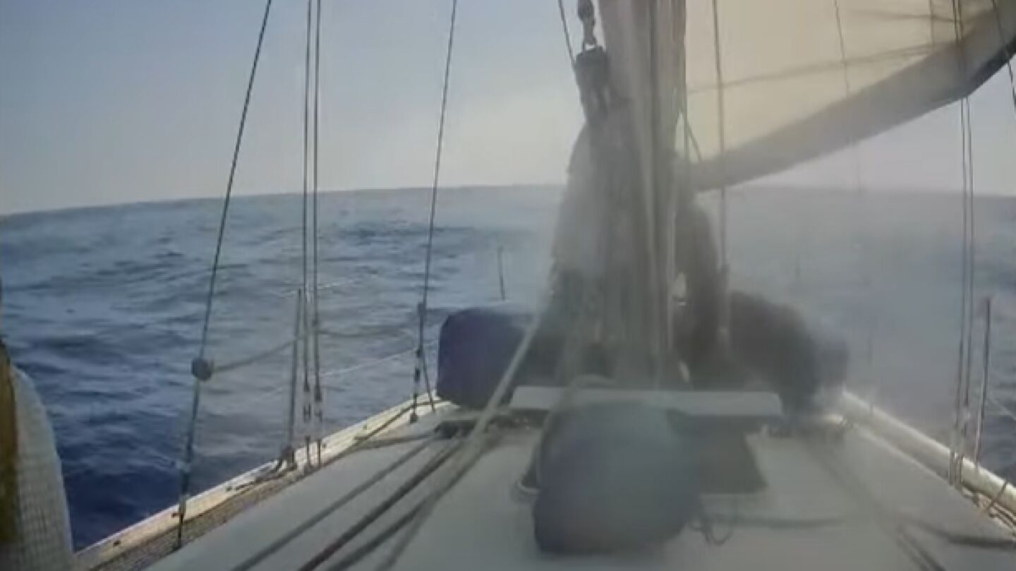 Imagen de uno de los barcos de la Flotilla, el día 2 de octubre. Parece ser uno de los que no han sido interceptados. 