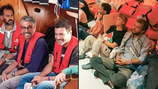 Greta Thunberg, junto a otros miembros de la Flotilla tras ser detenidos por Israel Greta Thunberg, junto a otros miembros de la Flotilla tras ser detenidos por Israel