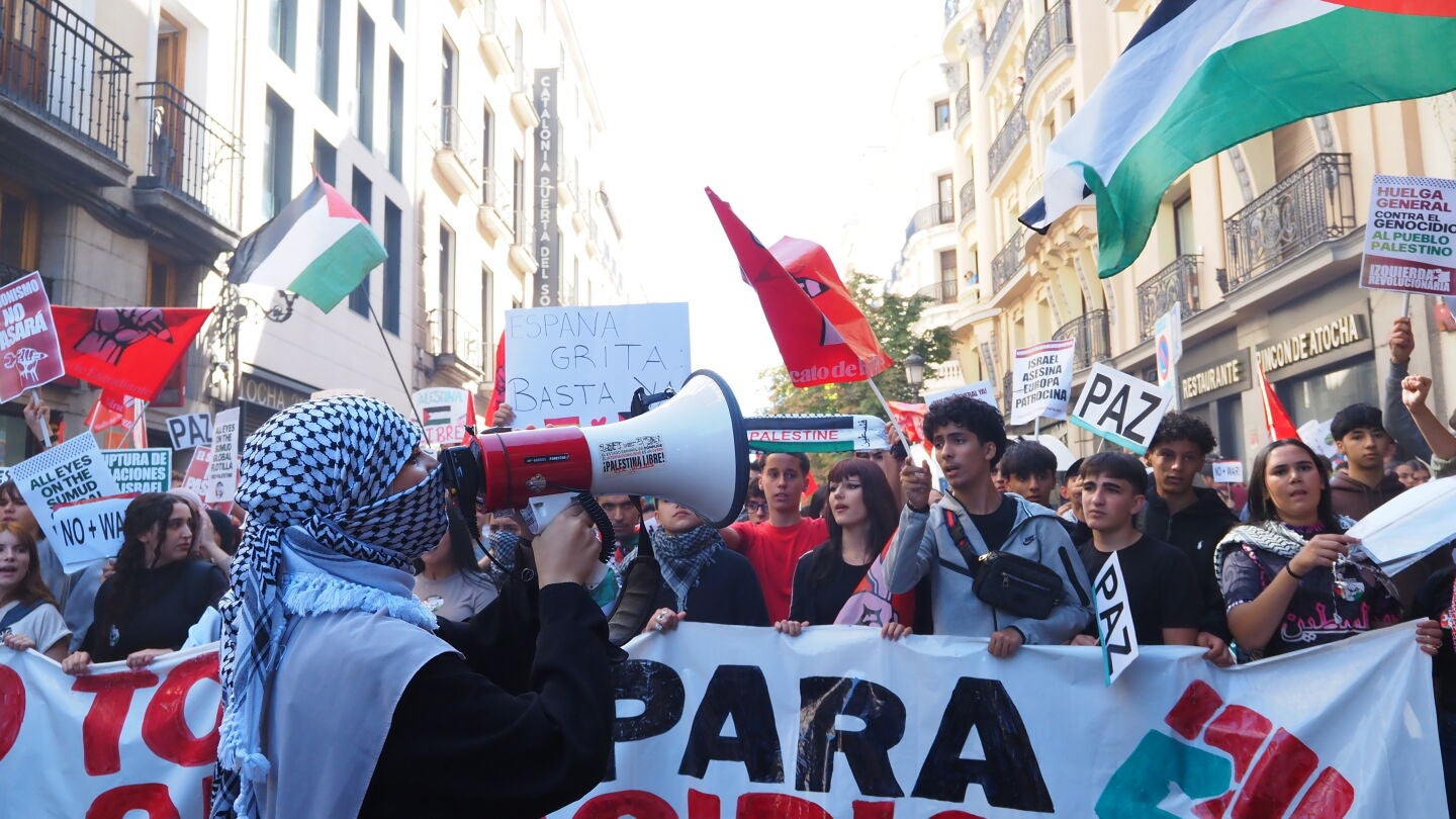 Protesta en Madrid contra el genocidio en Gaza, este jueves..
