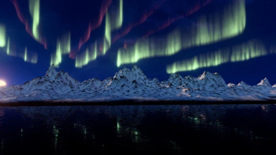 Auroras boreal sobre paisaje nevado Auroras boreal sobre paisaje nevado