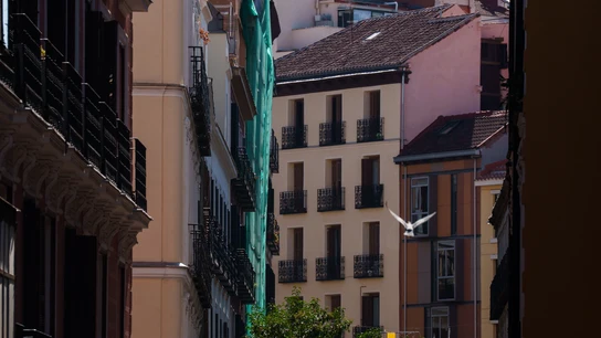 Fachada del edificio que se ha derrumbado, en la zona de Ópera, a 7 de octubre de 2025, en Madrid (España). Fachada del edificio que se ha derrumbado, en la zona de Ópera, a 7 de octubre de 2025, en Madrid (España).