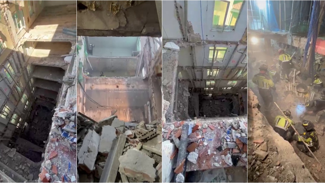Las impactantes imágenes del interior del edificio derrumbado en el centro de Madrid