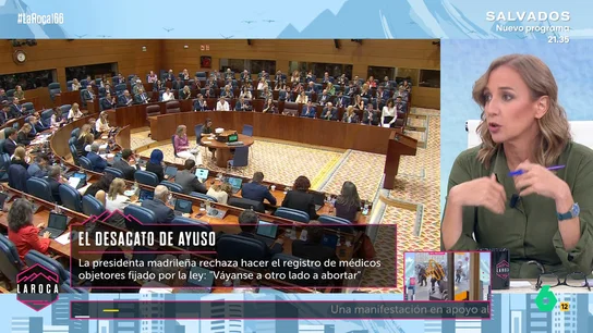 Tania Sánchez, a Ayuso tras negarse a crear la lista de médicos objetores: "Está violando los derechos de los médicos y de las mujeres" Tania Sánchez, a Ayuso tras negarse a crear la lista de médicos objetores: "Está violando los derechos de los médicos y de las mujeres"