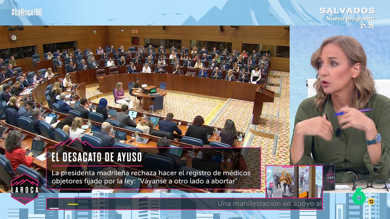 Tania Sánchez, a Ayuso tras negarse a crear la lista de médicos objetores: "Está violando los derechos de los médicos y de las mujeres"