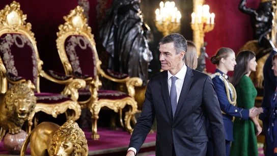 Pedro Sánchez, durante la recepción con motivo del día de la Fiesta Nacional. Pedro Sánchez, durante la recepción con motivo del día de la Fiesta Nacional.