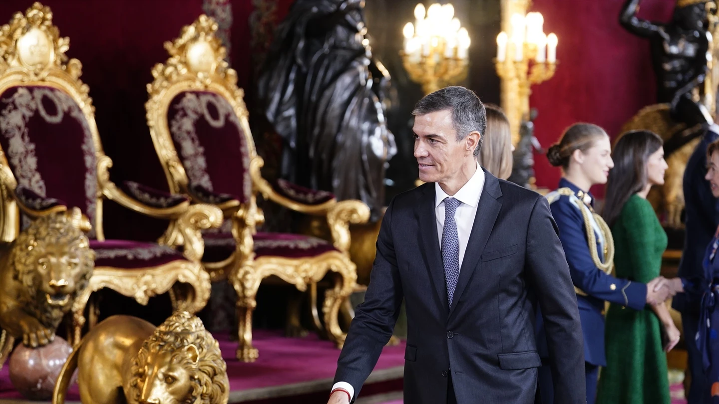 Pedro Sánchez, durante la recepción con motivo del día de la Fiesta Nacional. Pedro Sánchez, durante la recepción con motivo del día de la Fiesta Nacional.
