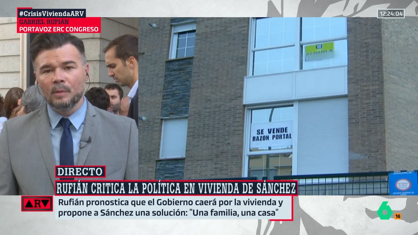 Rufián reconoce que la izquierda "ha fracasado" en política de vivienda: "Hay que intervenir el mercado" Rufián reconoce que la izquierda "ha fracasado" en política de vivienda: "Hay que intervenir el mercado"