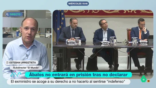 Esteban Urreiztieta considera que es problable que Koldo García "corra la misma suerte que Ábalos" y no ingrese en prisión José Luis Ábalos se ha acogido a su derecho a no declarar este miércoles en el Tribunal Supremo y el juez, por su parte, ha considerado mantener su libertad.