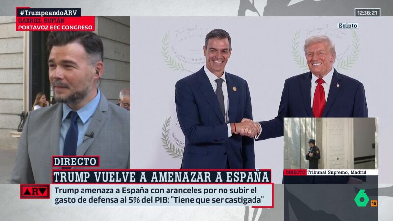 La reacción de Rufián al apretón de manos de Sánchez y Trump: "Hay que ser hábil, mucha calle"