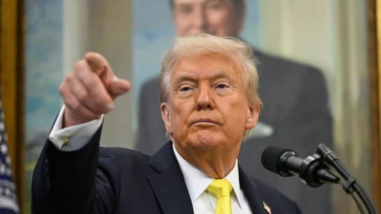 Donald Trump, presidente de Estados Unidos, durante una comparecencia de prensa Donald Trump, presidente de Estados Unidos, durante una comparecencia de prensa
