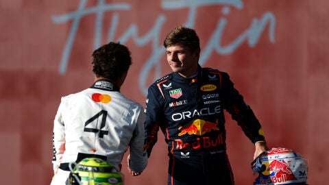 Lando Norris y Max Verstappen tras la clasificación del GP de EE.UU.