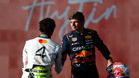 Lando Norris y Max Verstappen tras la clasificación del GP de EE.UU. Lando Norris y Max Verstappen tras la clasificación del GP de EE.UU.
