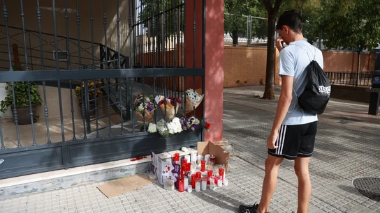 Recordatorios en memoria de la joven de 14 años precipitada en Sevilla, a 16 de octubre de 2025. Recordatorios en memoria de la joven de 14 años precipitada en Sevilla, a 16 de octubre de 2025.