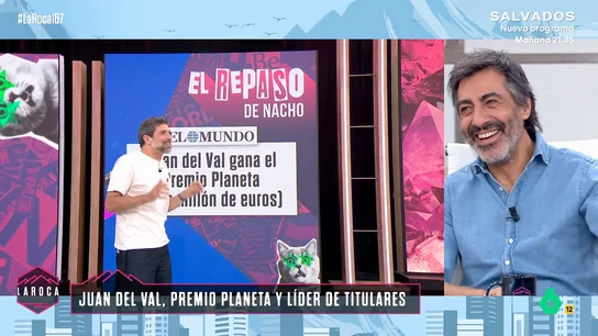 Nacho García repasa los titulares que anuncian que Juan del Val ha ganado el Premio Planeta: "Este se puede leer hasta con el tonito" Nacho García repasa los titulares que anuncian que Juan del Val ha ganado el Premio Planeta: "Este se puede leer hasta con el tonito"