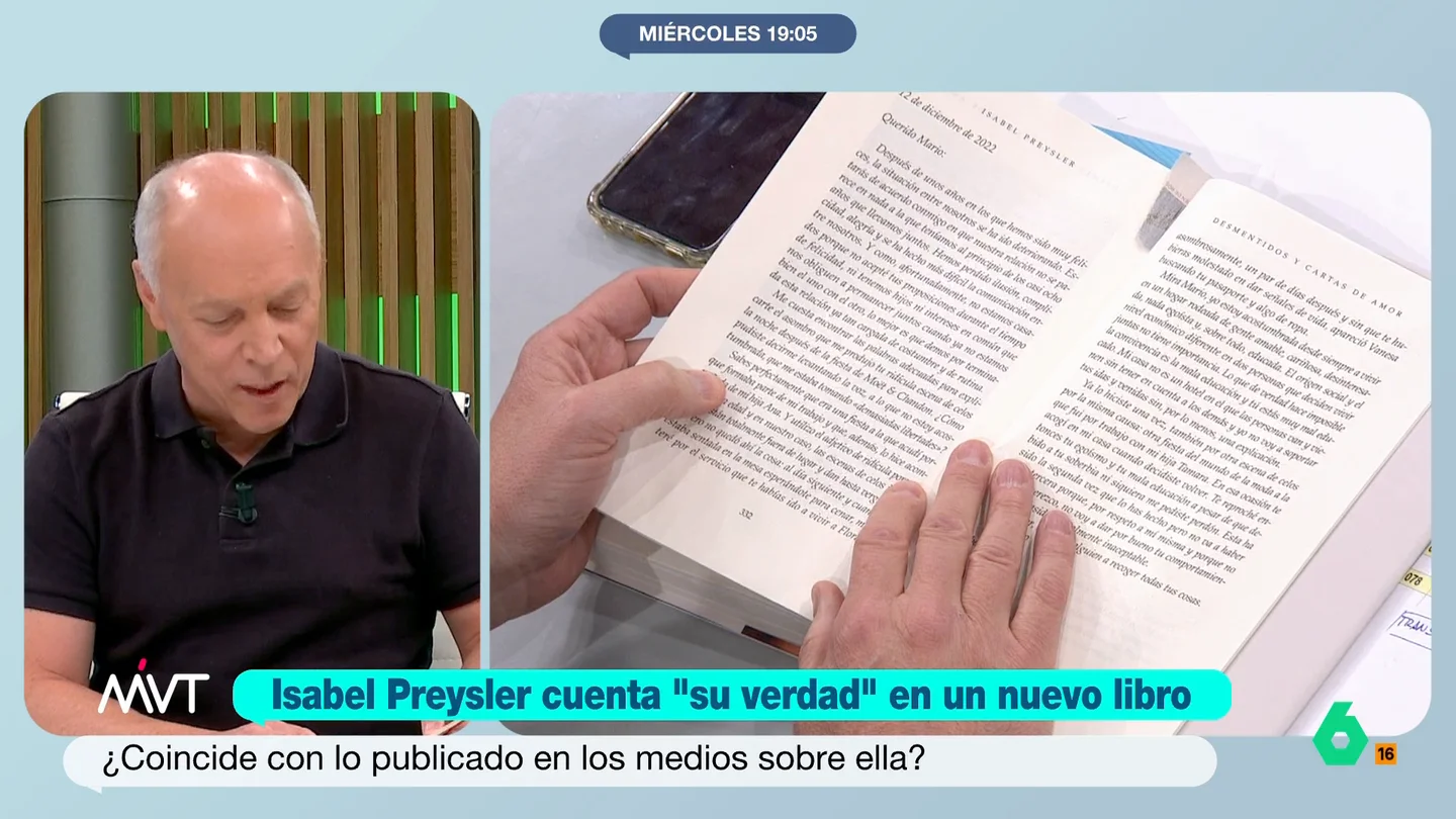 Luis Sanabria lee la carta de ruptura de Isabel Preysler a Vargas Llosa: "El asombro que me produjo tu ridícula escena de celos..." Luis Sanabria analiza en este vídeo algunos de los "documentos ciertamente interesantes" que incluye la biografía de Isabel Preysler, desde las cartas de amor de Vargas Llosa a la que escribió ella misma para romper con el Premio Nobel.