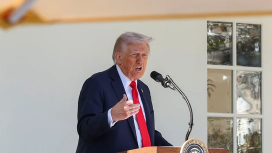 El presidente de Estados Unidos, Donald Trump, durante una comparecencia El presidente de Estados Unidos, Donald Trump, durante una comparecencia