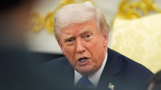 El presidente de EEUU, Donald Trump El presidente Donald Trump durante su reunión con el secretario general de la OTAN, Mark Rutte, en la Casa Blanca.
