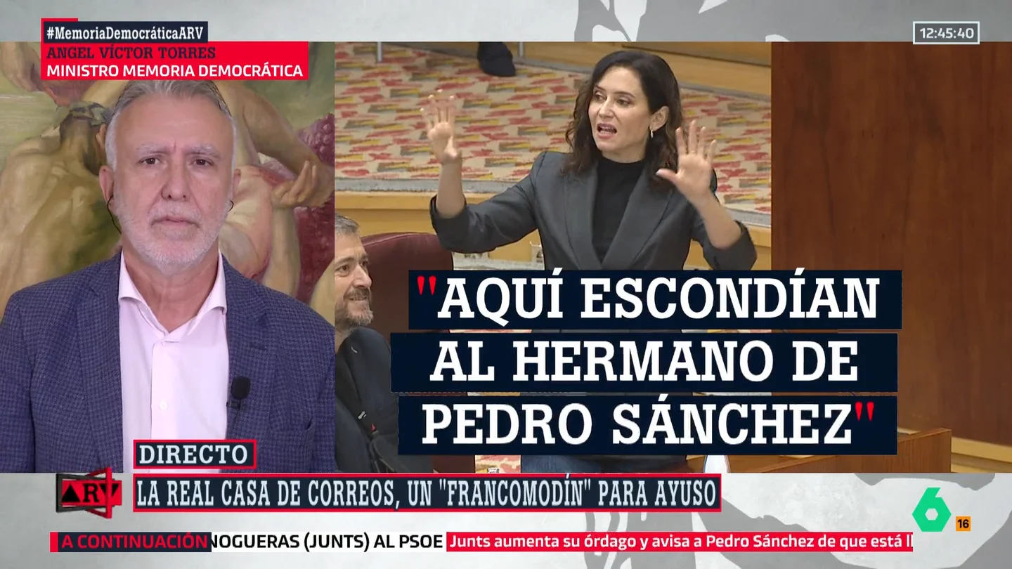 Torres responde a Ayuso tras rechazar que su sede sea Lugar de Memoria: "¿Qué reivindican, el fascismo?" Torres responde a Ayuso tras rechazar que su sede sea Lugar de Memoria: "¿Qué reivindican, el fascismo?"