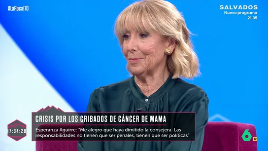 Esperanza Aguirre cuenta cómo fue su diagnóstico de cáncer de mama: "En mi caso fue dos años más tarde de lo que podía haber sido" Esperanza Aguirre cuenta cómo fue su diagnóstico de cáncer de mama: "En mi caso fue dos años más tarde de lo que podía haber sido"