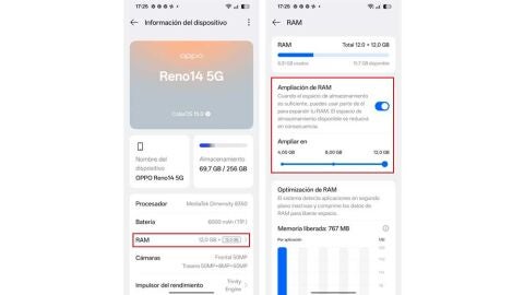 Ampliando la memoria RAM en tu móvil OPPO