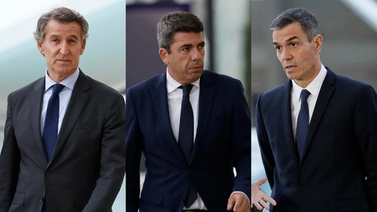 Fotomontaje de Feijóo, Mazón y Sánchez Fotomontaje de Feijóo, Mazón y Sánchez