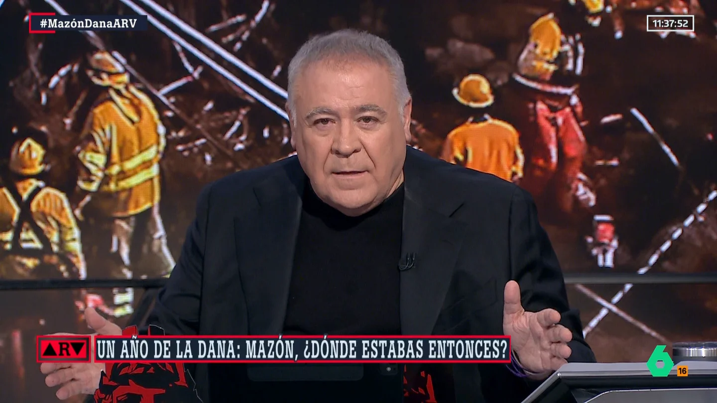 Ferreras recuerda cómo Al Rojo Vivo alertó del riesgo en Valencia: "Hemos tenido que soportar a un Mazón diciendo que nadie le había contado nada" Ferreras recuerda cómo Al Rojo Vivo alertó del riesgo en Valencia: "Hemos tenido que soportar a un Mazón diciendo que nadie le había contado nada"