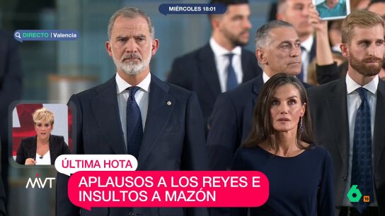 La presentadora de M&aacute;s Vale Tarde se&ntilde;ala que la gente ha increpado al presidente de la Generalitat Valenciana, pero esos gritos han parado con la llegada de los reyes, que han sido recibidos con aplausos. 