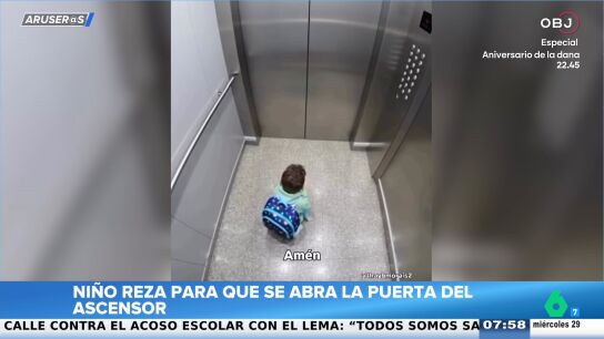 El v&iacute;deo viral del ni&ntilde;o que reza para que se abra la puerta del ascensor: "Jes&uacute;s, cuida de m&iacute;. Am&eacute;n"
