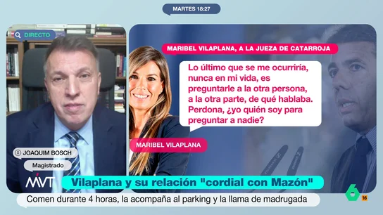 Joaquim Bosch analiza la estrategia de Mazón: "Es comprensible que quien pueda ser imputado, intente apartarse lo máximo del foco" Joaquim Bosch analiza en este vídeo la declaración de Maribel Vilaplana, que considera podría tener valor a futuro para dilucidar la participación de Mazón en la gestión de la emergencia, así como el discurso del president en funciones.