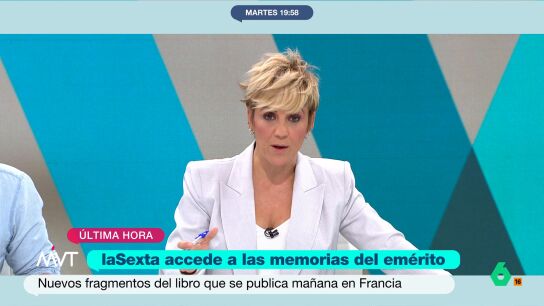 Cristina Pardo, tras las palabras de Juan Carlos I sobre la reina Letizia: "Me sorprende que el libro se llame 'Reconciliaci&oacute;n'"