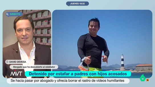 Habla el abogado que 'cazó' a un estafador gracias a Equipo de Investigación: "Nos ayudó a identificarlo y avisar a las víctimas" David Devesa, abogado, explica en este vídeo cómo gracias a un reportaje de Equipo de Investigación consiguió denunciar a un estafador con más de 20 órdenes de detención que se aprovechaba de familias que sufrían el acoso escolar.