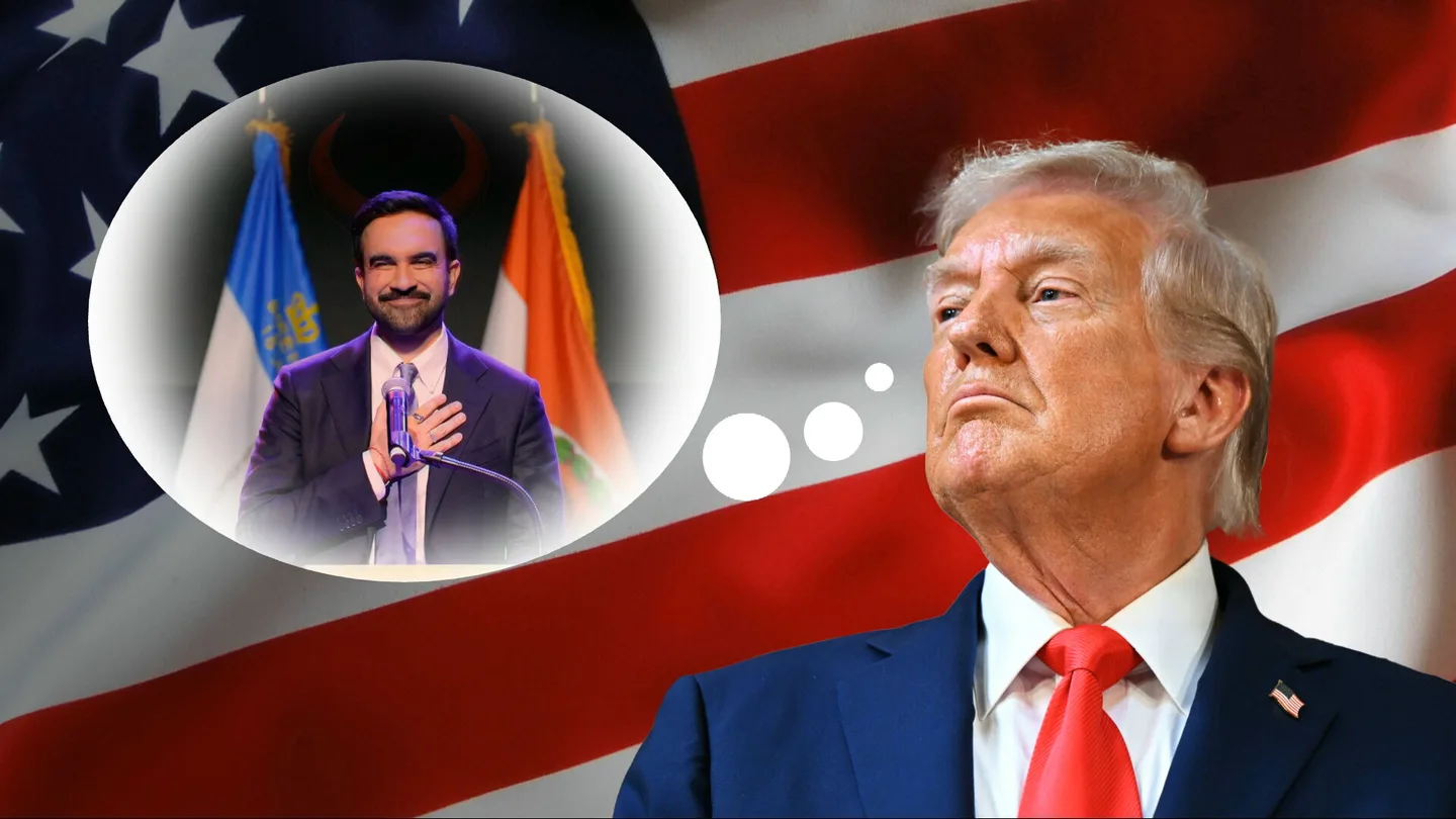 Donald Trump pensando en Zohran Mamdani. Donald Trump pensando en Zohran Mamdani.