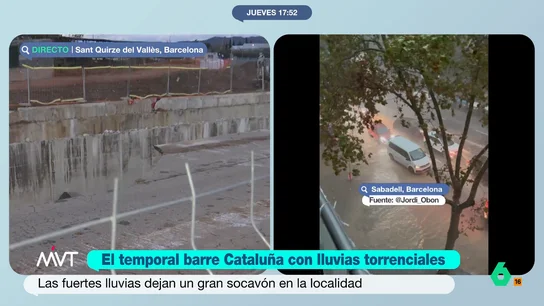 Un socavón de más de 30 metros obliga a cortar varias calles en Sant Quirze del Vallès (Barcelona) Un socavón de más de 30 metros obliga a cortar varias calles en Sant Quirze del Vallès (Barcelona)