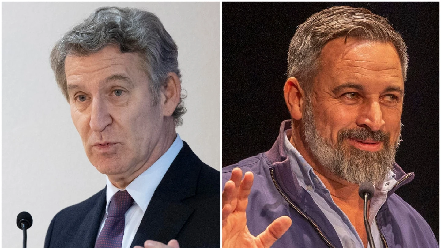 Feijóo, a la izquierda; Abascal, a la derecha Feijóo, a la izquierda; Abascal, a la derecha