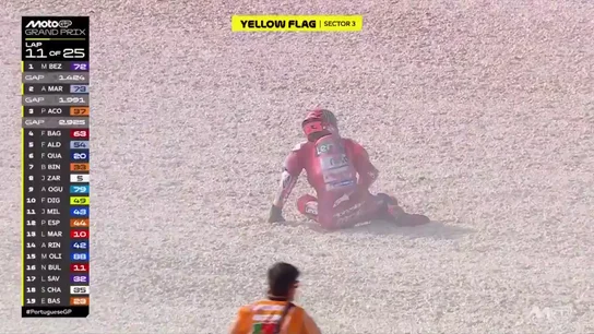 Bagnaia no levanta cabeza: así fue la caída que le hizo despedirse del tercer puesto del Mundial Bagnaia no levanta cabeza: así fue la caída que le hizo despedirse del tercer puesto del Mundial