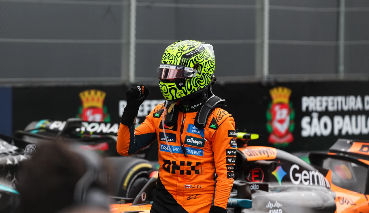 Lando Norris celebra la pole en el GP de Brasil