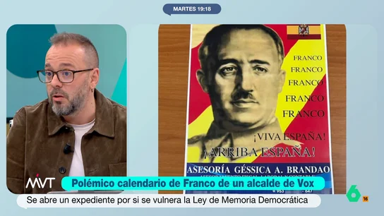 Antonio Maestre, sobre el calendario de Franco de un alcalde de Vox: "Lo triste es que no van a hacer nada" Antonio Maestre se muestra muy crítico con la aplicación de la ley de Memoria Democrática que, según él, "es una filfa", ante el caso del alcalde de Vox en Puente de Génave que ha promocionado un calendario de Franco.
