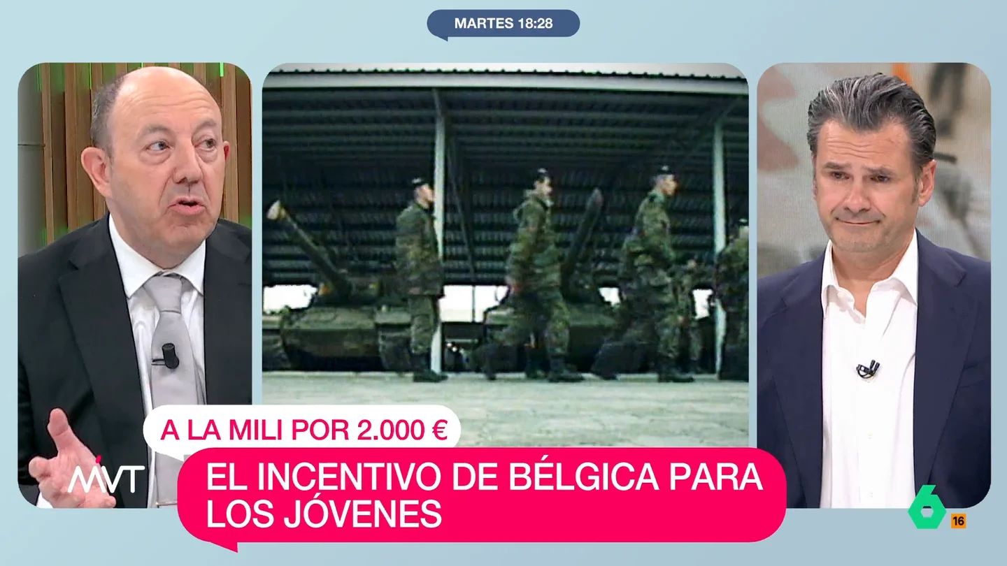 Gonzalo Bernardos, sobre la 'mili' a 2.000 euros al mes en Bélgica: "Me parece completamente retrógrado" El economista Gonzalo Bernardos analiza en este vídeo el incentivo ofrecido por Bélgica a los jóvenes que hagan el servicio militar: 2.000 euros al mes por un año de 'mili' y estar 10 años más como reservista.